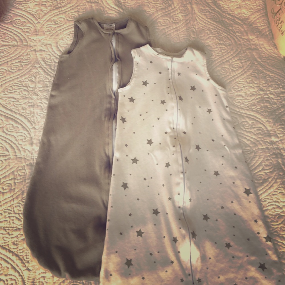 Pair of sleep sacks, gray and white, NWOT